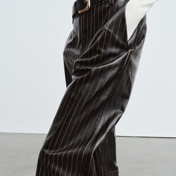 Zara Pants - ZARA STRIPED LEATHER PANTS ZW COLLECTION LIMITED EDITION